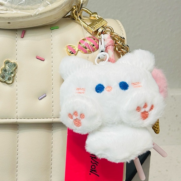 Accessories - 🆕😻Plush Kitty Cat Velour Keychain Charm NWT